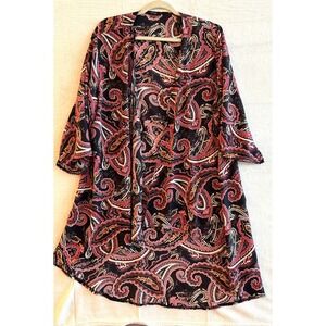 ESPRESSO Navy Blue  Paisley Kimono Cardigan Duster‎ Lightweight Flowy